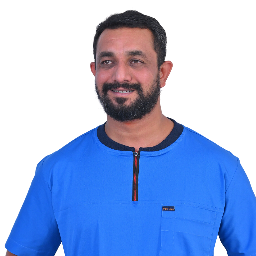 Zip round neck scrubs
