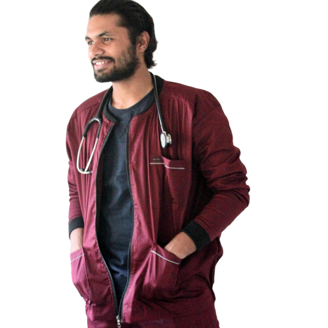 Jacket style full sleeves scrubs