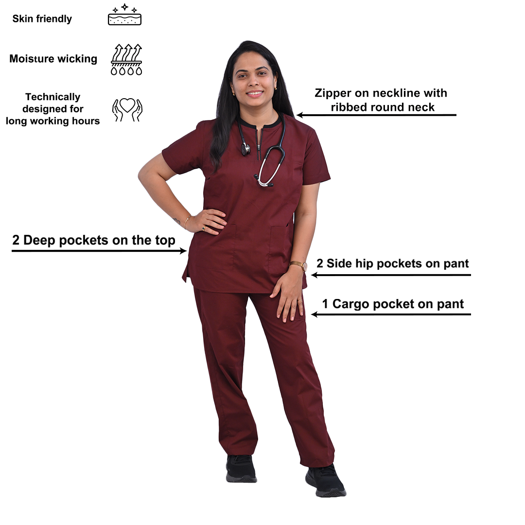 Classic Amethyst Zip neckline scrubs