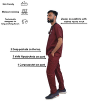 Classic Amethyst Ribbed Zip neckline scrubs