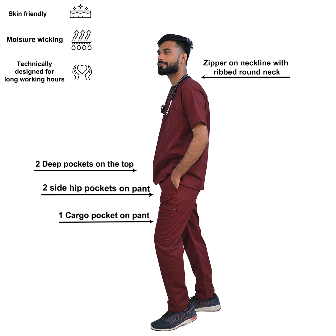 Classic Amethyst Ribbed Zip neckline scrubs