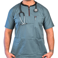 Slate Ribbed Zip neckline scrubs