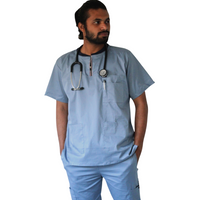 Men Code Blue Ribbed Zip neckline scrubs