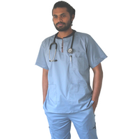 Men Code Blue Ribbed Zip neckline scrubs