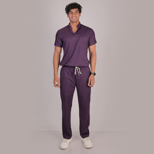 Pro-fit Regal Purple High Neck Men scrubs
