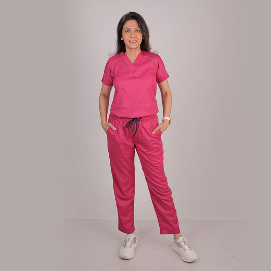 Pro-fit Mulberry Pink Vneck Women scrubs