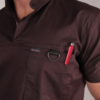Men Mahogany High Neck Stretch Scrubs