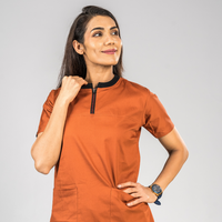 Euphoria Orange zip neck women scrubs