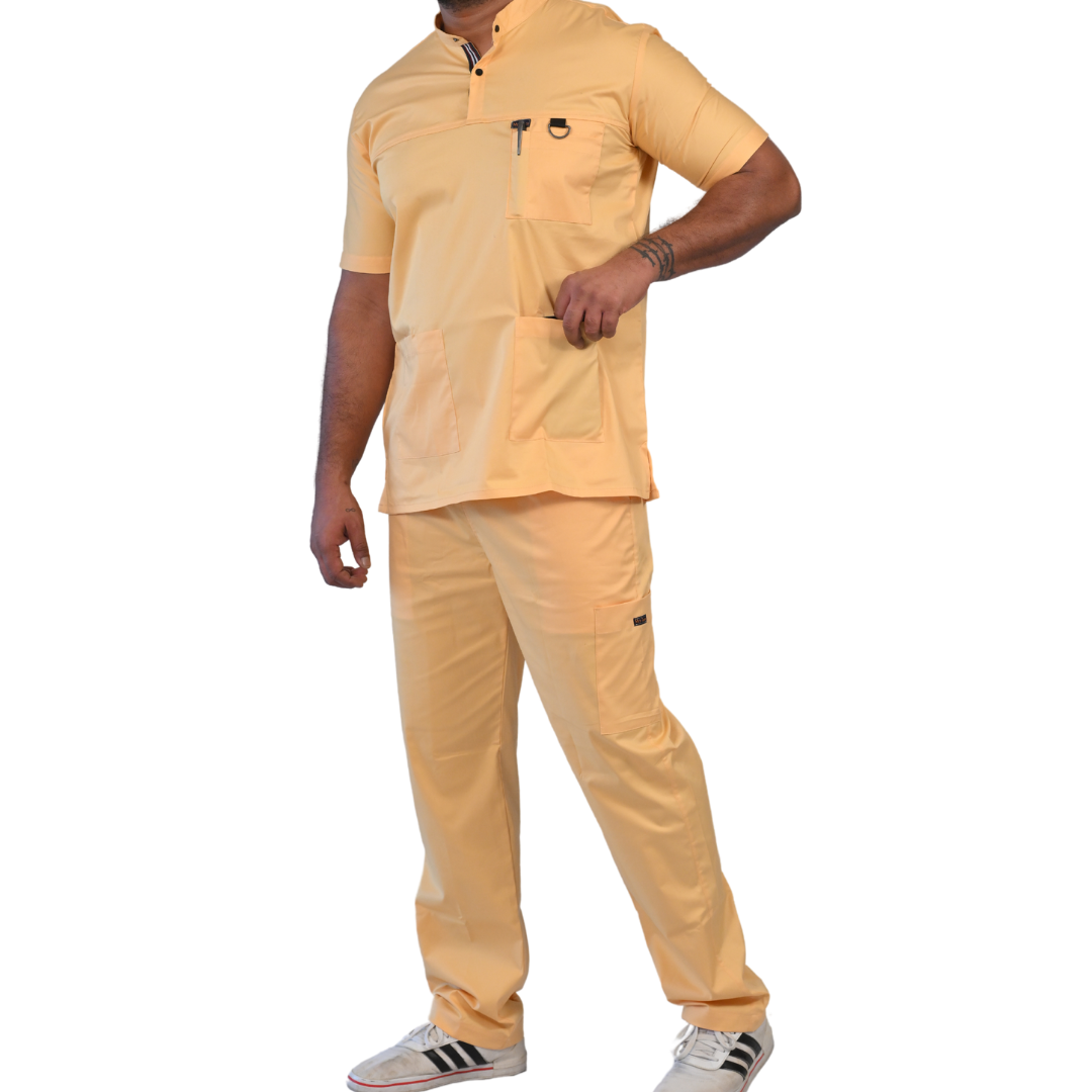 Gentle Yellow High Neck Stretch Scrubs