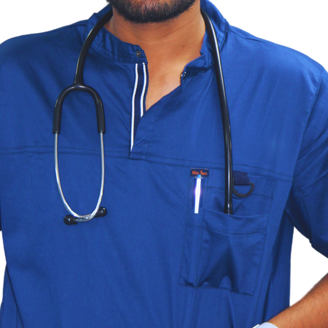 Men AIR blue HighNeck Stretch Scrubs