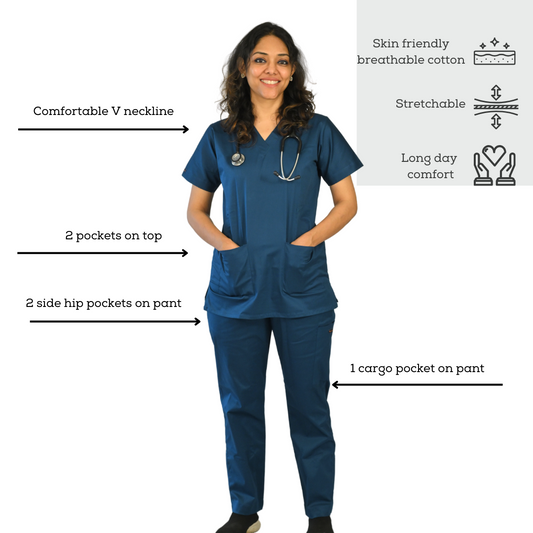 Remedial blue V neck Women scrubs