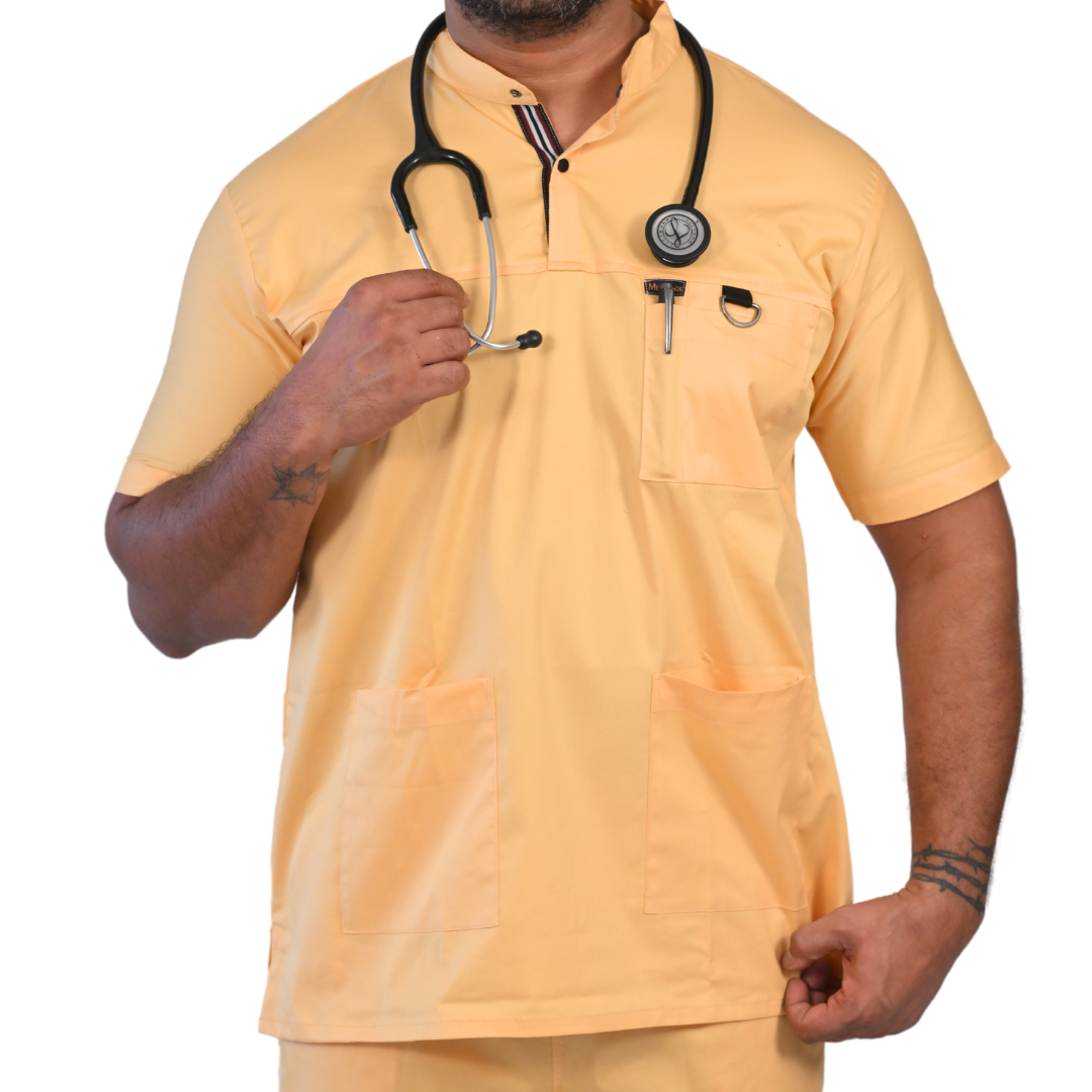 Gentle Yellow High Neck Stretch Scrubs