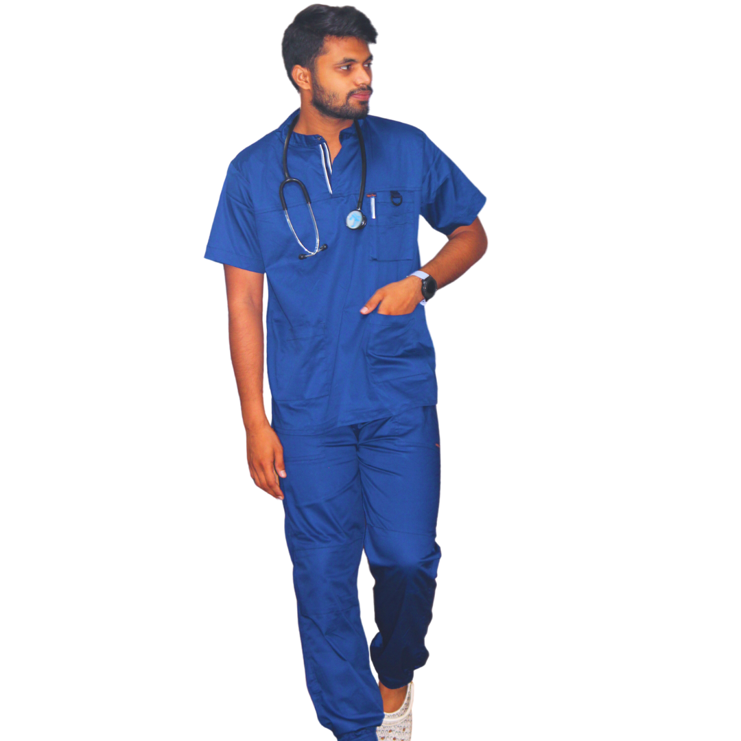 Men AIR blue HighNeck Stretch Scrubs