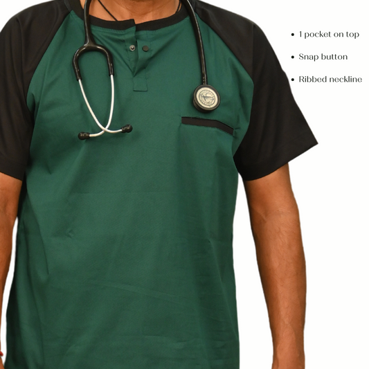 Green Black Scrub Set (Top + Pant)