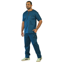 Teal blue Ribbed Zip neckline scrubs