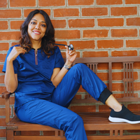 Air Blue zip neck women doctor scrubs