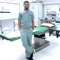 Chinese standing collar mint scrubs in cotton stretchable fabric for men and women doctors