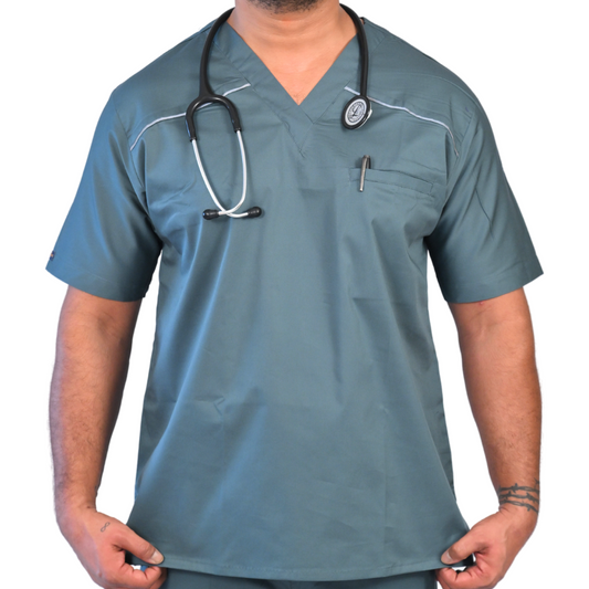 Slate V neck Stretch Scrubs
