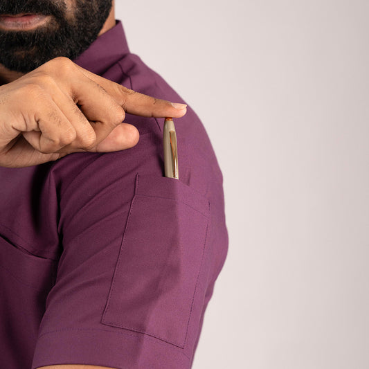 Burgundy Everyday Scrubs: Men High Neck