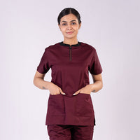 Amethyst zip neck women scrubs