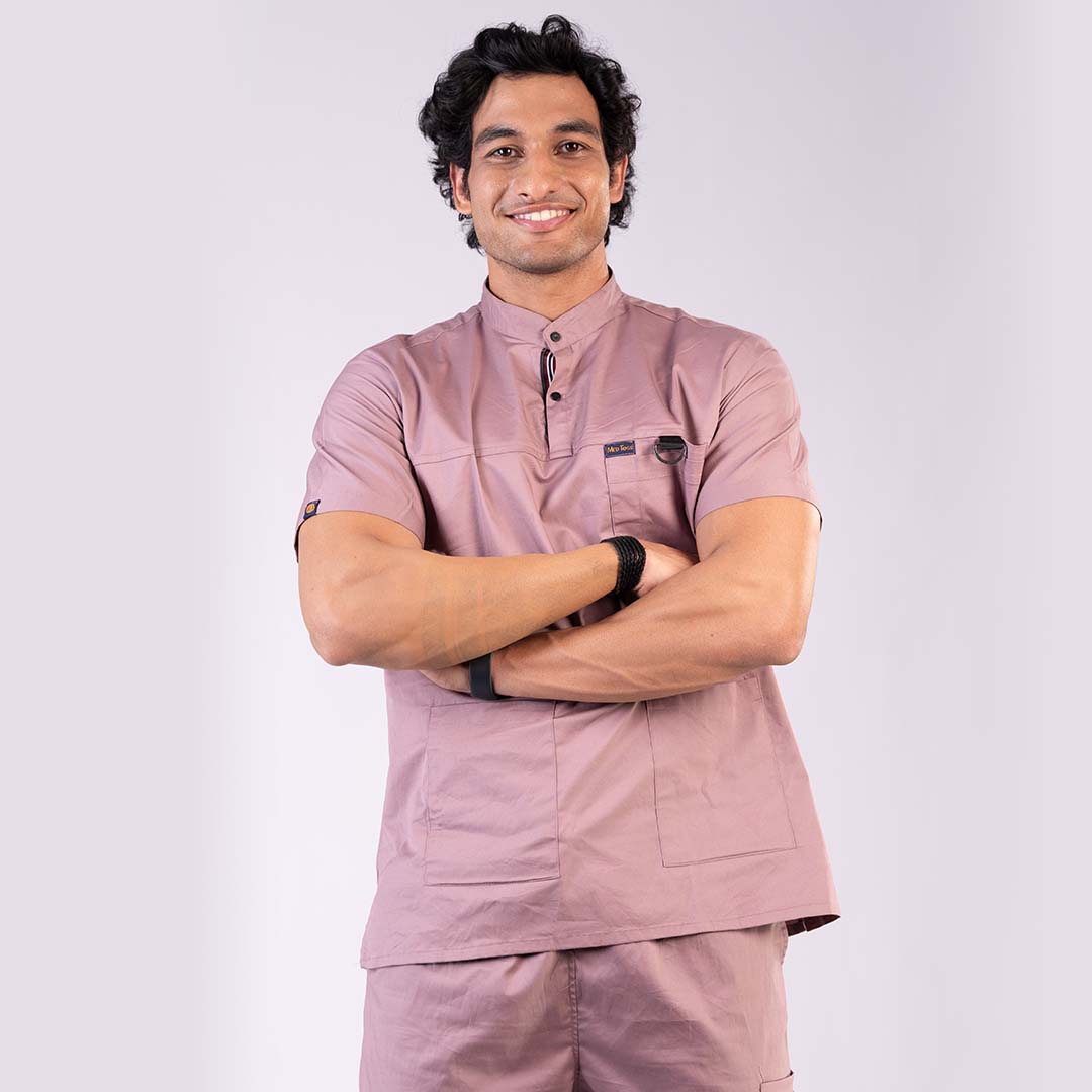 Salmon High Neck Stretch Scrubs