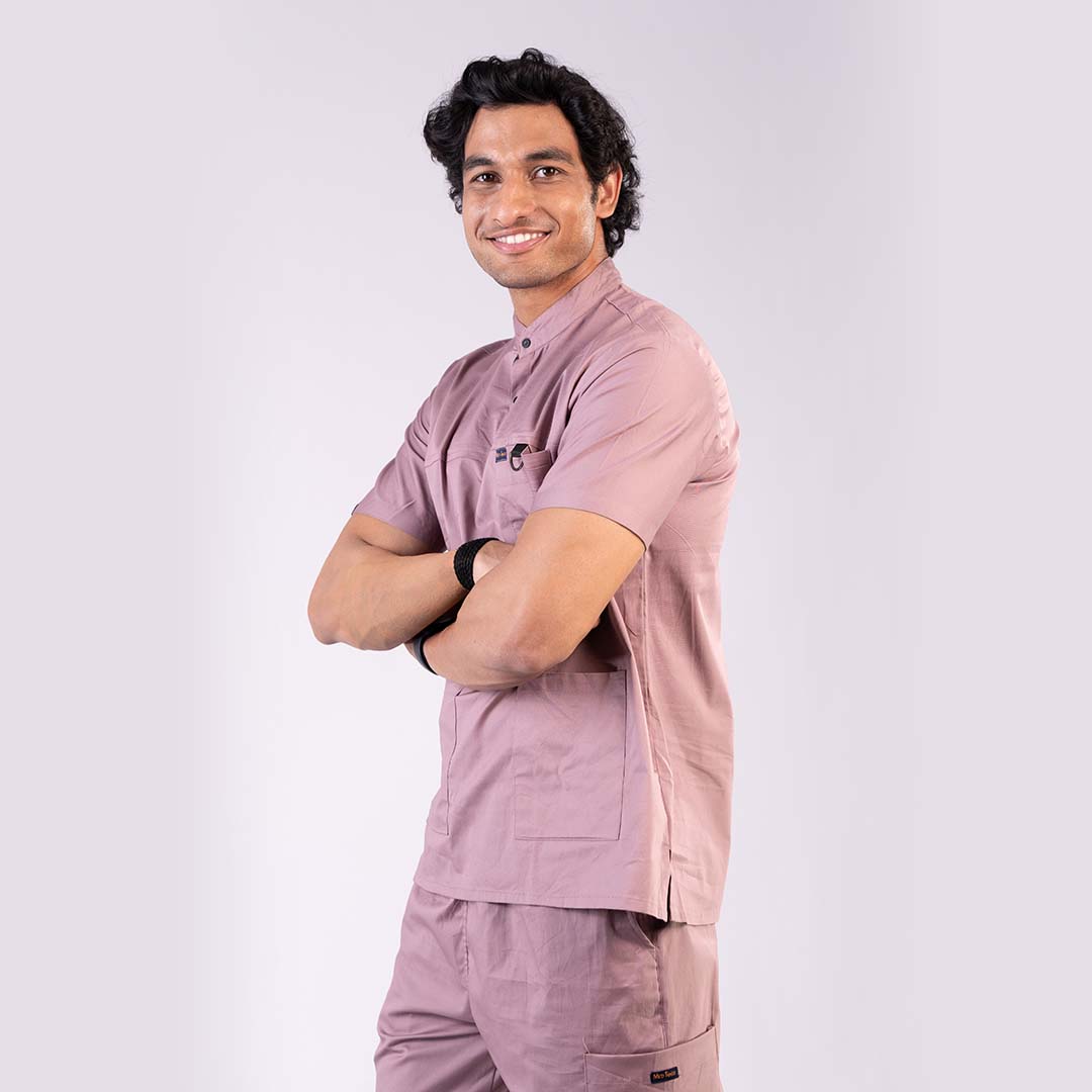 Salmon High Neck Stretch Scrubs