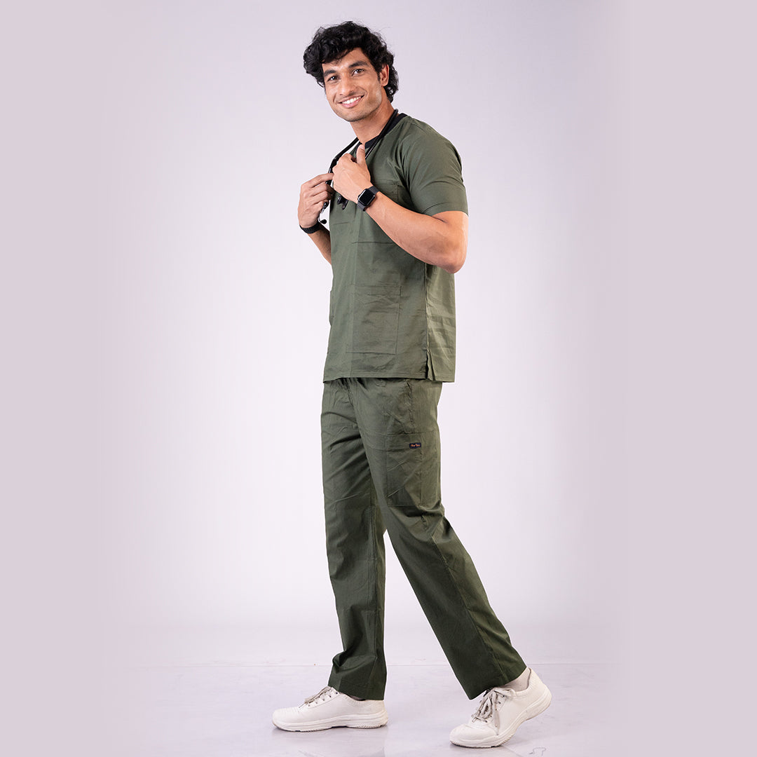 Eco Green Ribbed Zip neckline scrubs