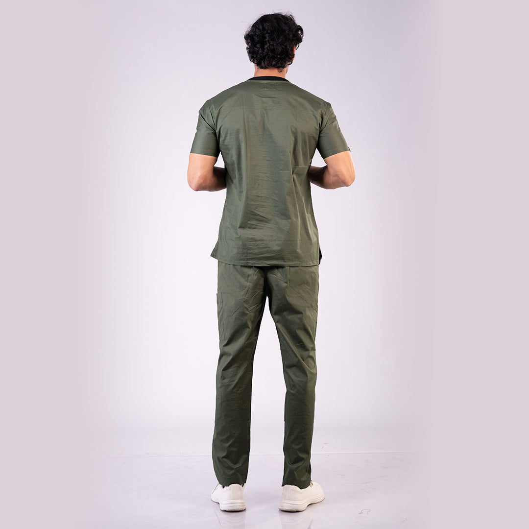 Eco Green Ribbed Zip neckline scrubs