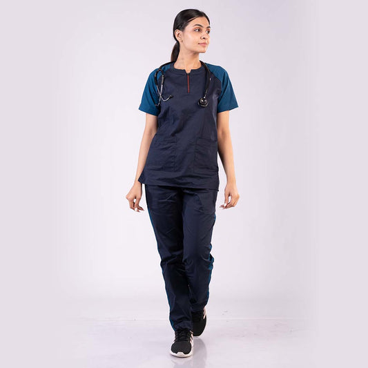 Blue dual colour Scrub Set (Top + Pant)