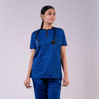 Air Blue zip neck women doctor scrubs