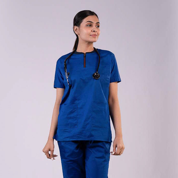 Air Blue zip neck women doctor scrubs