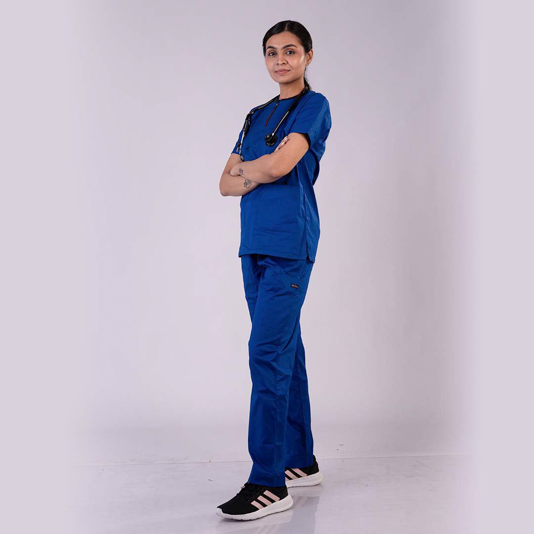 Air Blue zip neck women doctor scrubs