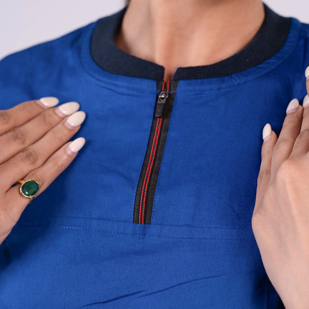 Air Blue zip neck women doctor scrubs