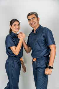 Pro-fit High neck blue scrubs