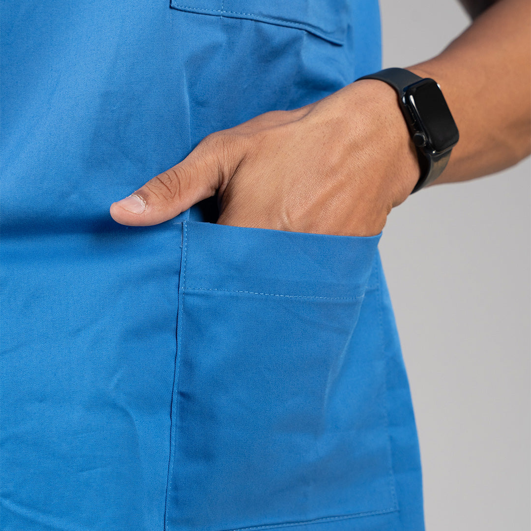 Azure blue High Neck Stretch Scrubs