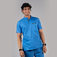 Azure blue High Neck Stretch Scrubs