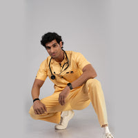 Gentle Yellow High Neck Stretch Scrubs