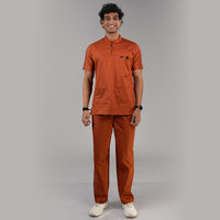 Men Euphoria Orange HighNeck Stretch Scrubs