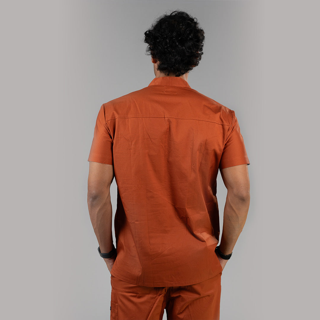 Men Euphoria Orange HighNeck Stretch Scrubs