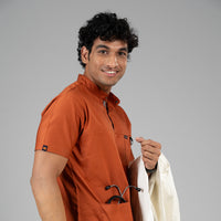 Men Euphoria Orange HighNeck Stretch Scrubs