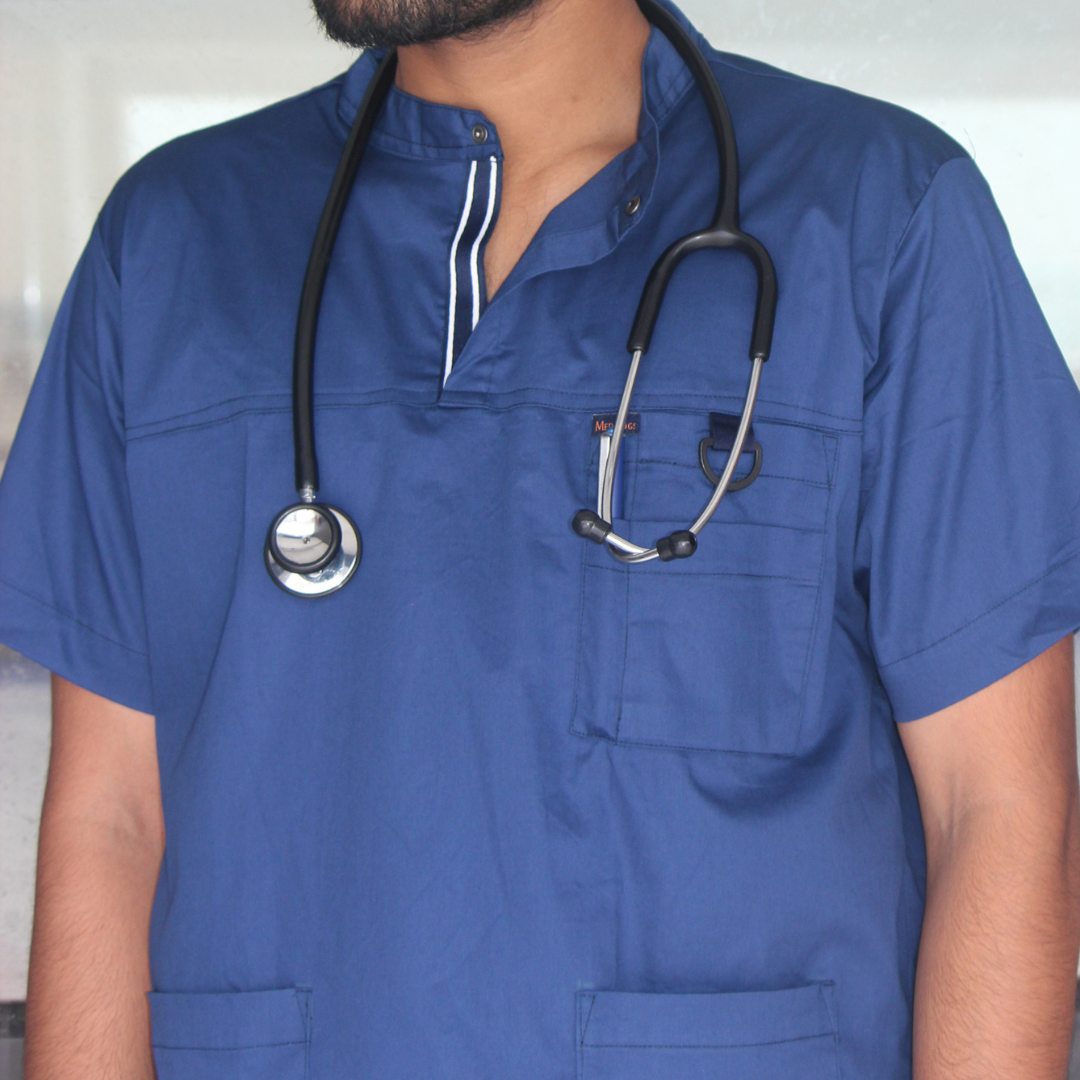 Men Highneck cotton stretchable scrub tops