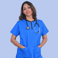Azure Blue zip neck women scrubs