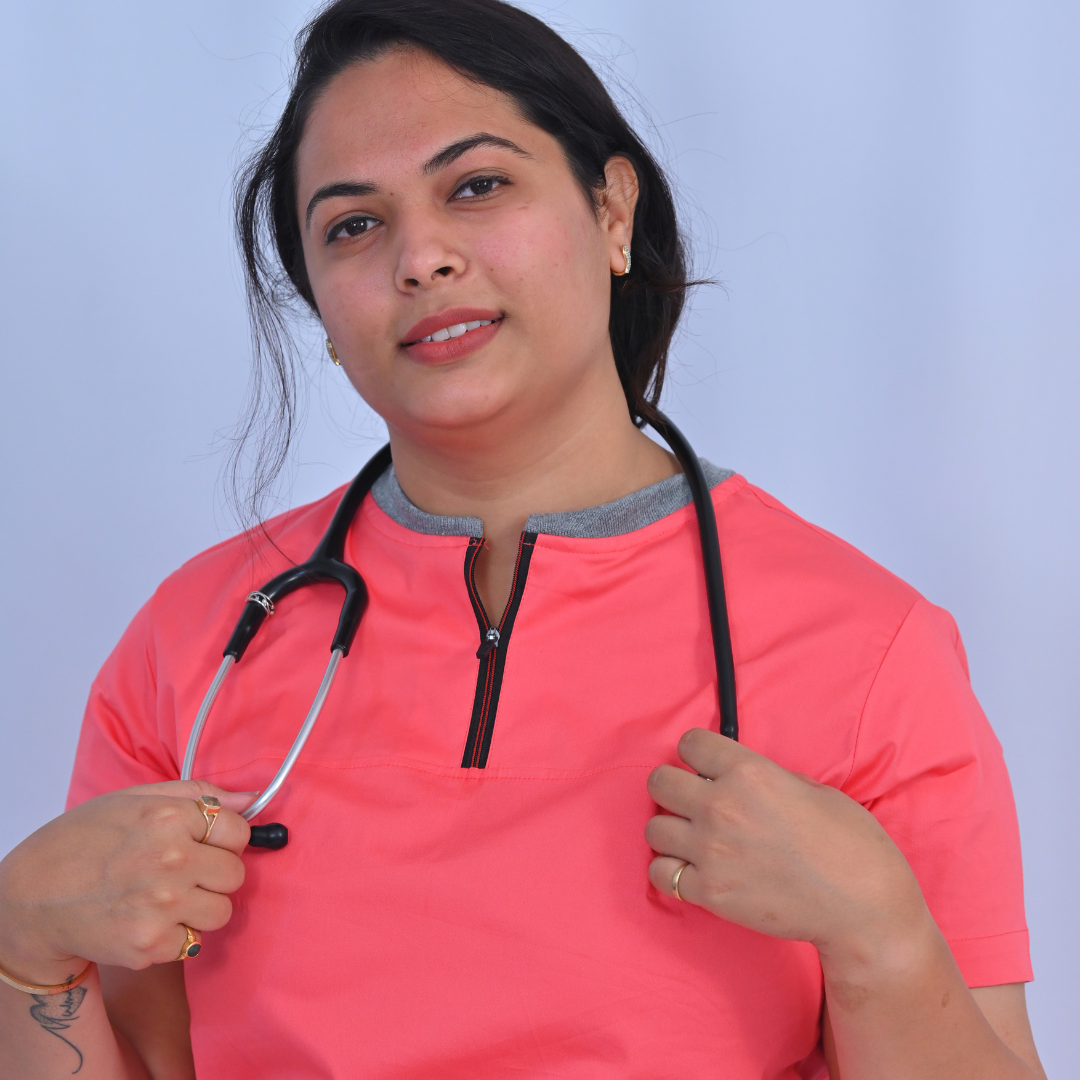 Fiery Rose zip neck women scrubs