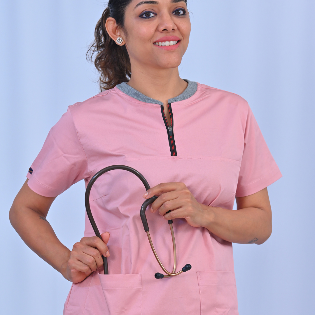 Athena zip neck women doctor scrubs