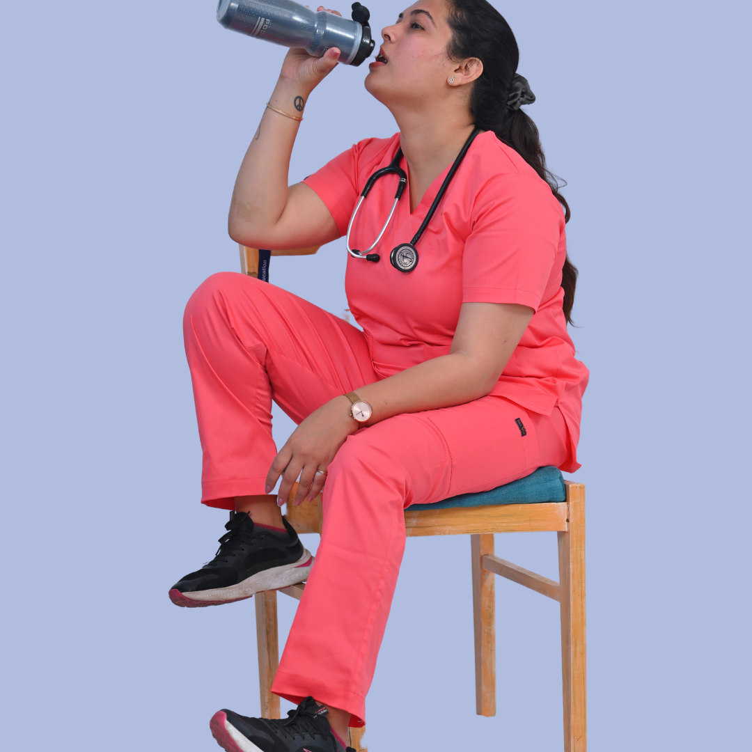 Fiery Rose zip neck women scrubs