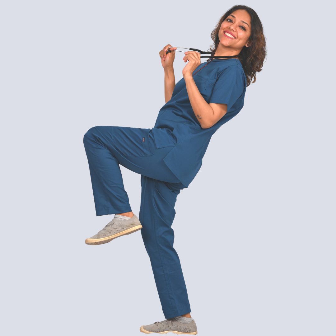 Remedial zip neck women doctor scrubs