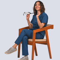 Remedial zip neck women doctor scrubs