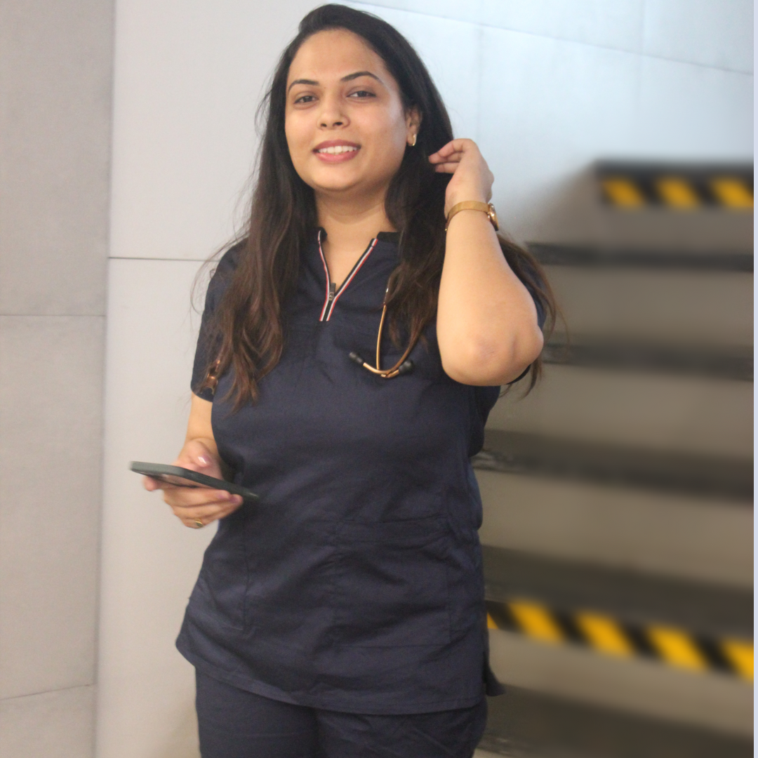 Oxford blue zip neck women scrubs