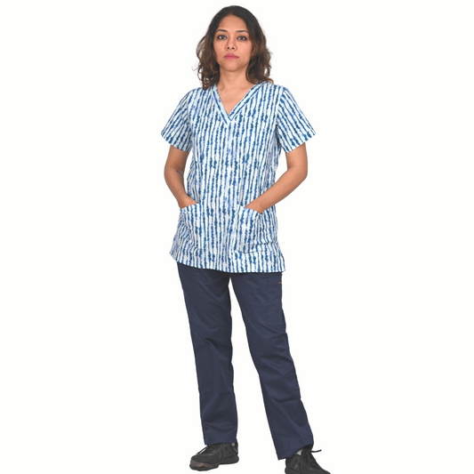 Tie-dye printed women scrub Set (Top + Pant)