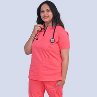 Fiery Rose zip neck women scrubs
